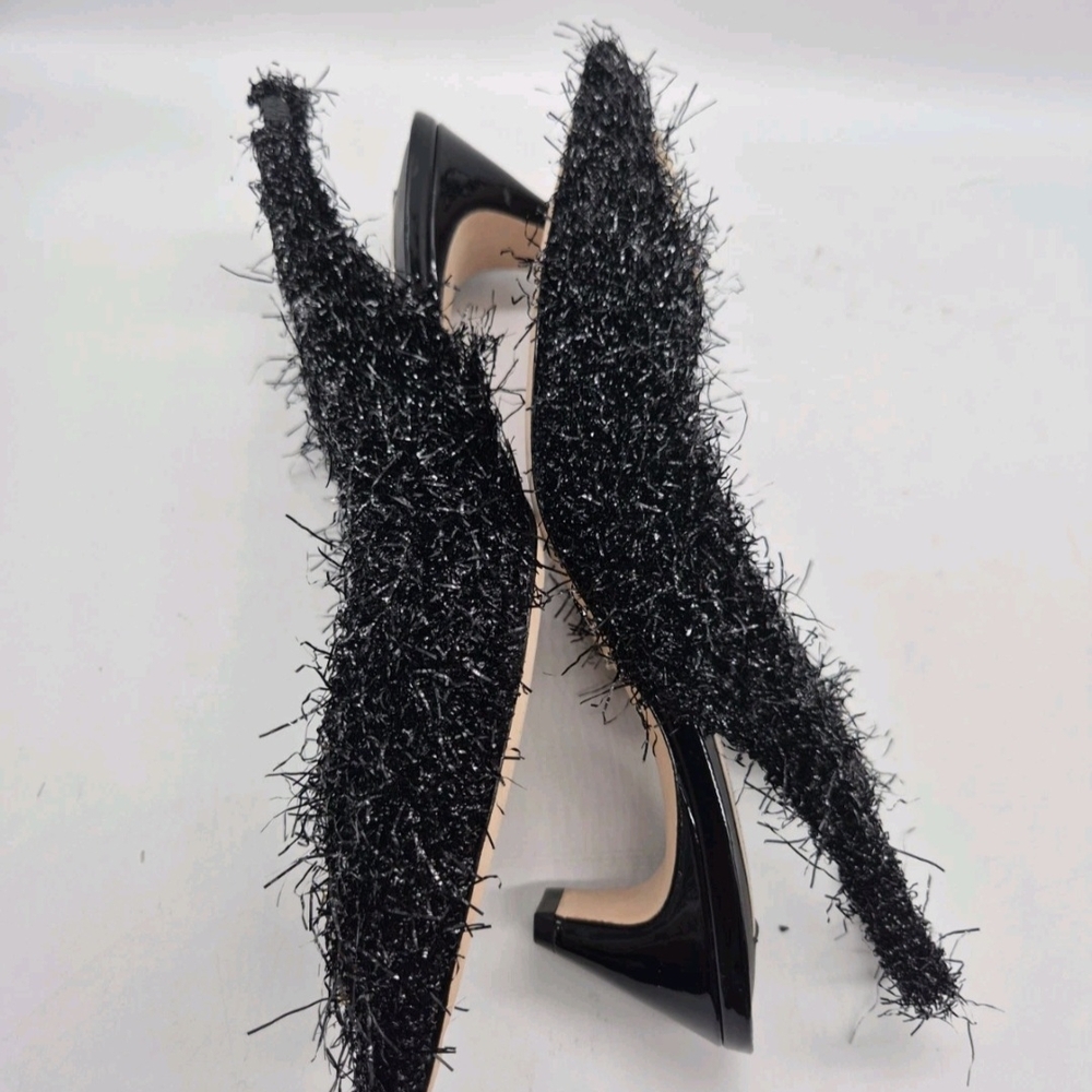 ANTONIO MELANI Black Textured Slingback Kitten Heel - Picture 9 of 12